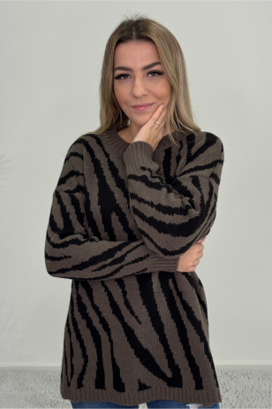 Dámsky pulóver zebra sivý